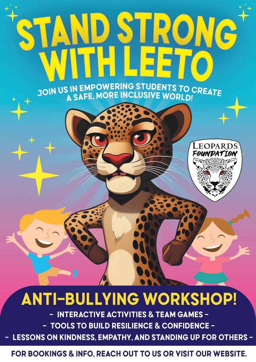 Today to showcase our Social Impact by Introducing the Leigh Leopards Anti-Bullying Workshop for Primary Schools! 🐾

Join us in empowering students to create a safer, more inclusive world!

For bookings and info, send us a message.
#OuRLeagueLife #LeagueByImpact
