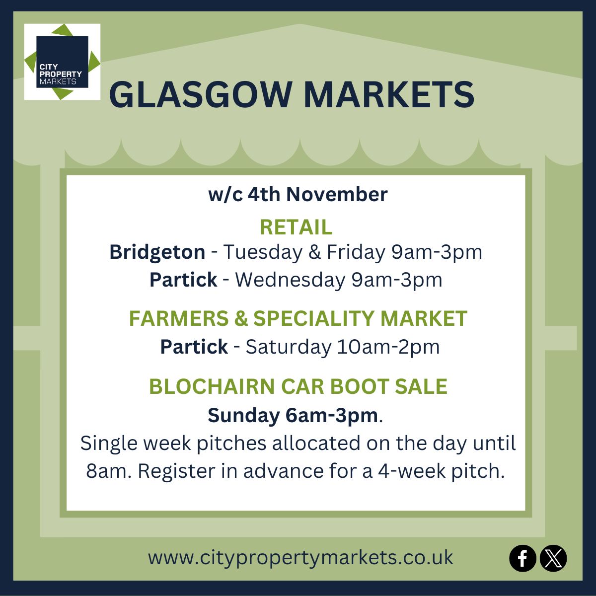 For more details about our Glasgow Markets, see citypropertymarkets.co.uk 
#CityPropertyMarkets #GlasgowMarkets #Glasgow #ShopLocal #WhatsOnGlasgow 
Details correct at publication, but may be subject to change