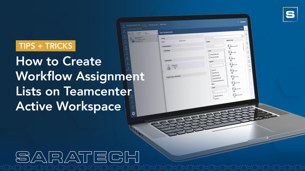 Saratech's tweet image. 📋 Discover how workflow assignment lists in Teamcenter Active Workspace can streamline your processes! Watch our 4-minute tutorial now 🎥 youtu.be/p7Ki4HzGhEI #Teamcenter #ActiveWorkspace #Engineering