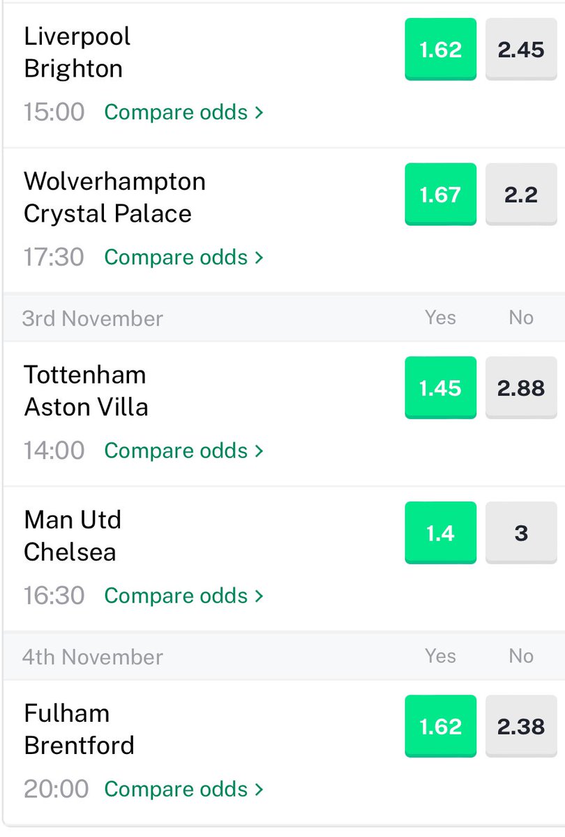 roachbets's tweet image. If ever there’s to be a weekend when BTTS lands in all 10 EPL games, it’s surely this one? #mugacca is 100/1+