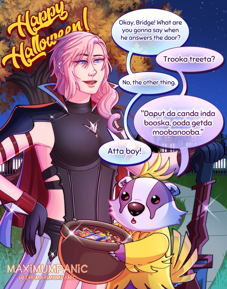 🎃Happy Halloween!🌙

And in case you didn't get understand the tiny chocobo, he said: "It puts the candy in the bucket, or it gets the marinara."