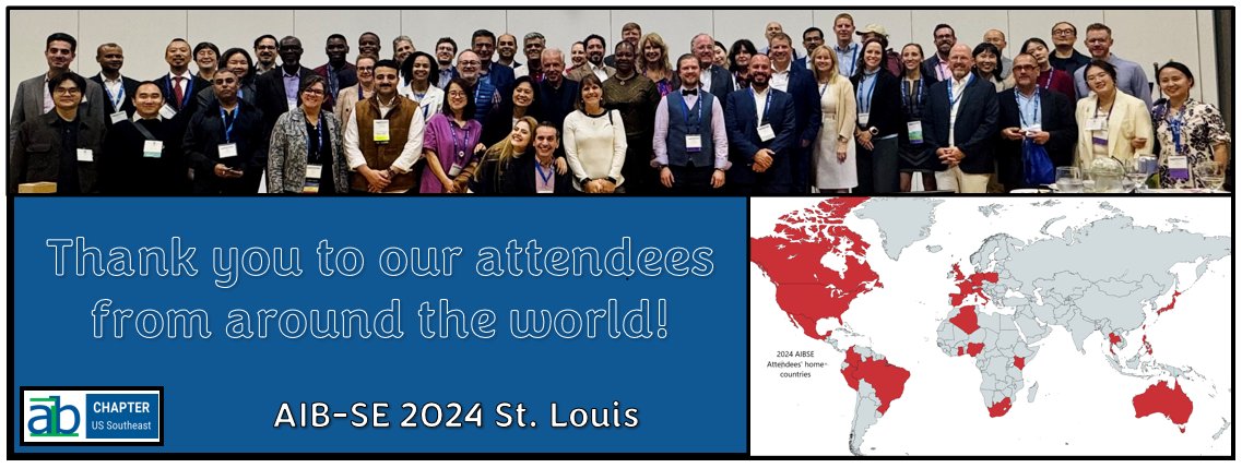 We would like to thank our local host university, organizing committees, keynote speakers, workshop and consortia leaders, track chairs, session chairs, reviewers, presenters, panels, and conference attendees for helping to make the 2024 AIB-SE Conference in St. Louis a success!