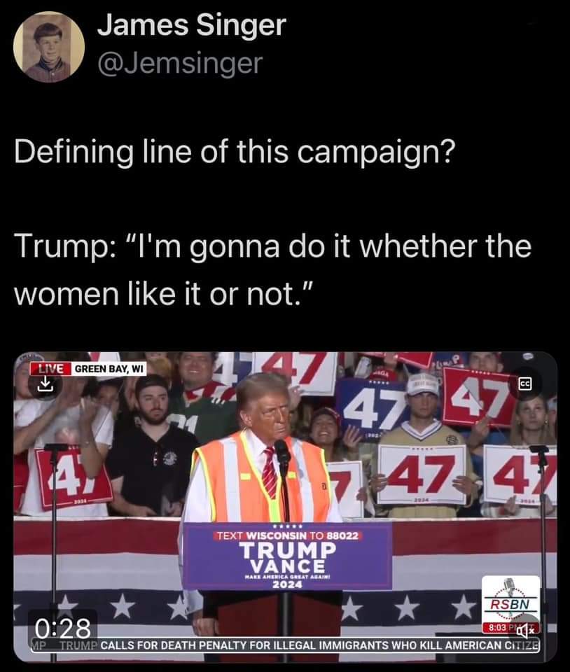 Kayleigh McEnany 
This is precisely how Trump feels about women. It especially reflects  how he approached E Jean Carroll and the victims of his pvssy grabbing.