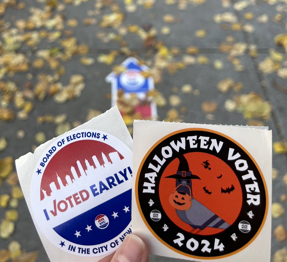 agoldberg323's tweet photo. PSA: if you vote on Halloween, you get TWO stickers https://t.co/kgVcRF4Zev