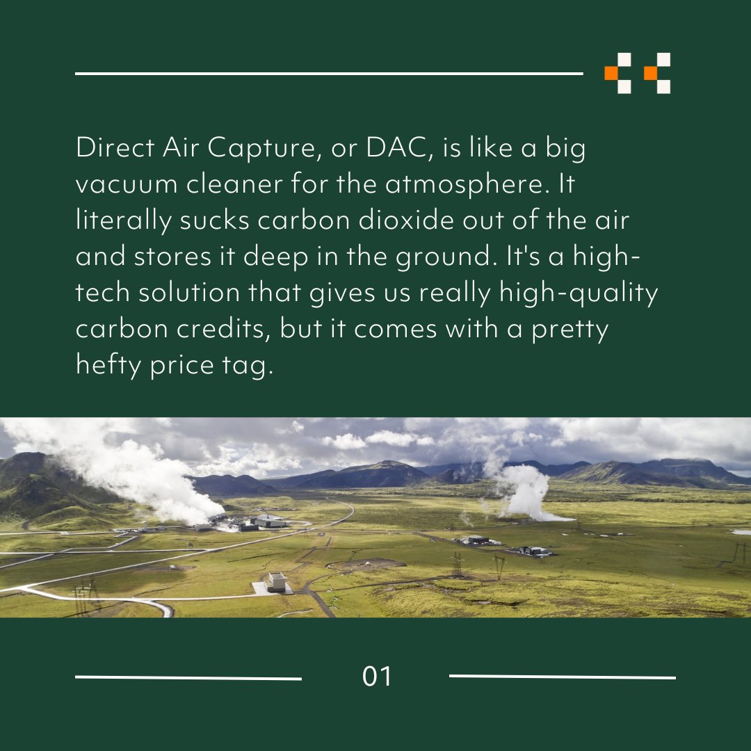 carbonclick's tweet photo. 🌍 Direct Air Capture works like a vacuum cleaner for the atmosphere. Swipe to learn more about this high-quality carbon credit. #DAC #ClimateAction #Sustainability https://t.co/yz8Qn5ZkD8