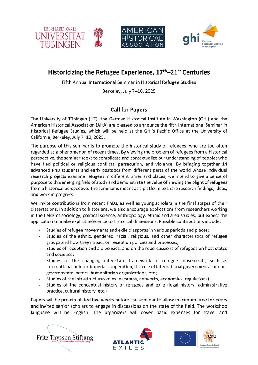 Refugee History Seminar tweet media