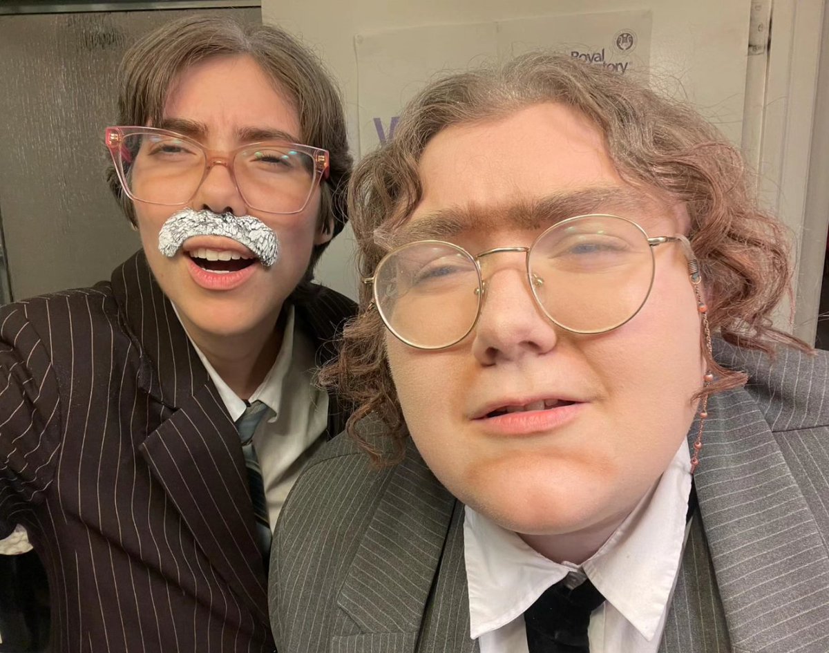 MissHTuck's tweet image. A super fun day for this witch with all the folks at @ODHigh ! Plus, a bonus shot of my main costume this year with C: a certain duo you don't want in the audience of your comedy set...