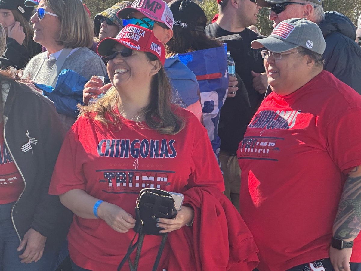 Latina Trump supporters with Chingonas for Trump shirts at Albuquerque rally