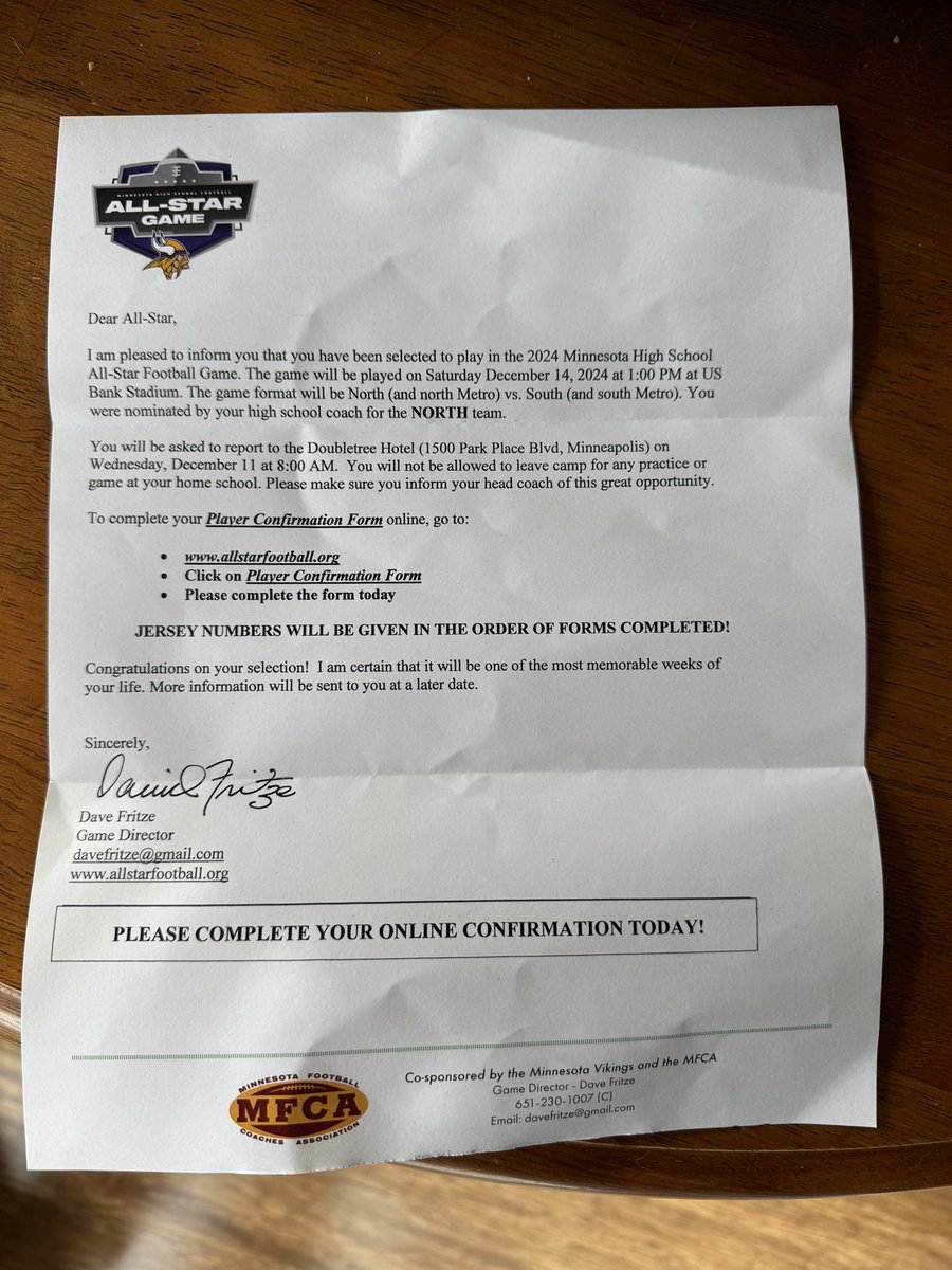 Ryan Brinkman (@ryanbrinkman591) on Twitter photo Super excited to announce that I’ve been selected to play for the North team at this year’s Minnesota High School All-Star game <a href="/dlhsfootball/">Laker Football</a> Super excited to announce that I’ve been selected to play for the North team at this year’s Minnesota High School All-Star game <a href="/dlhsfootball/">Laker Football</a>