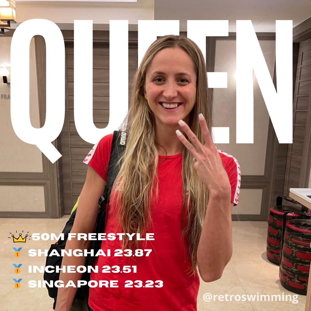 RetroSwimming's tweet photo. 🇵🇱Kasia Wasick has proven herself as the true Queen of Sprint with an incredible series of 50m freestyle victories! 🥇 From 23.87  🇨🇳, to 23.51 🇰🇷, and finally a blazing 23.23 🇸🇬, Kasia’s unstoppable speed has captured the world’s attention. #swimming #kasiawasick #plywanie https://t.co/lcBIE5mS55