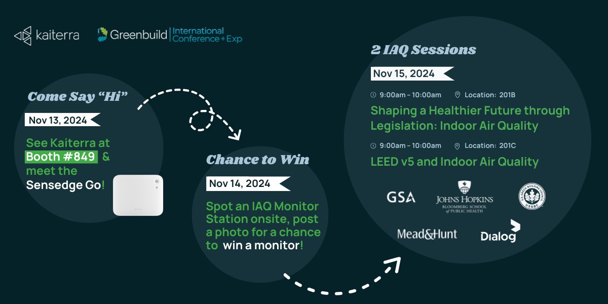 Heading to Greenbuild? 🎉

Drop by to meet our team and the new Sensedge Go monitor. Plus, keep an eye out for our #IAQ monitoring stations, and join our expert sessions on air quality for insights on a healthier indoor environment!