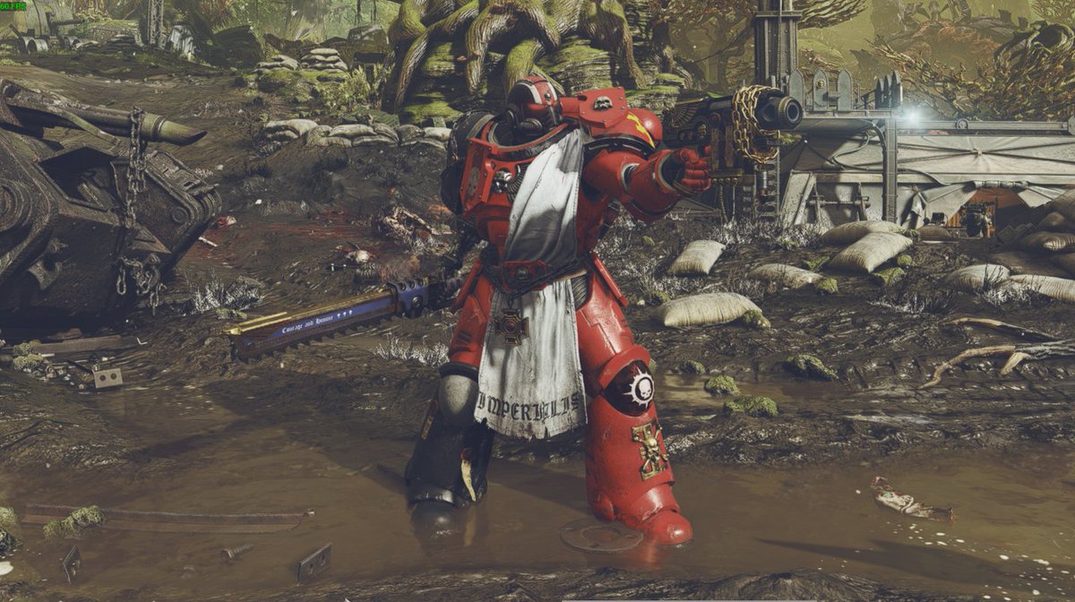 CChad23's tweet photo. Pretty much have my goto colors for all my space marines, and looks great on them all. But finally tried and completed 2 lvl4 difficulty runs and decided the Heavy Bolter and bolter pistol will be my first relic tier weapons. And learned using green tier in lvl4 difficulty sucks. https://t.co/pVkf4j8oU1