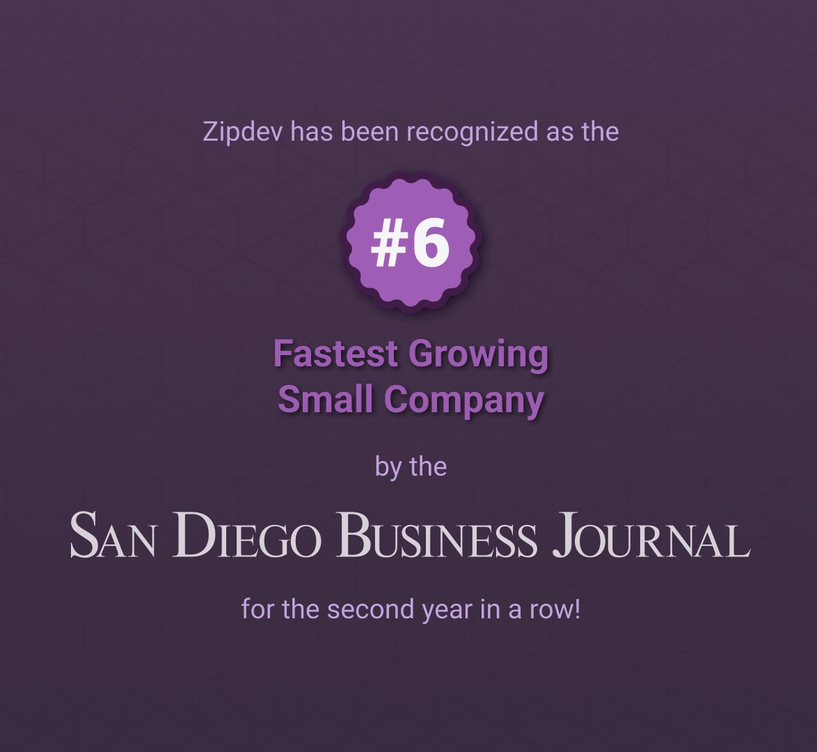 We’re happy to share that the San Diego Business Journal has recognized Zipdev as a fast-growing company, placing at #6 for the second year in a row!  This speaks to the rising awareness of nearshore staffing and Latin American talent. Grateful to our team and clients for making