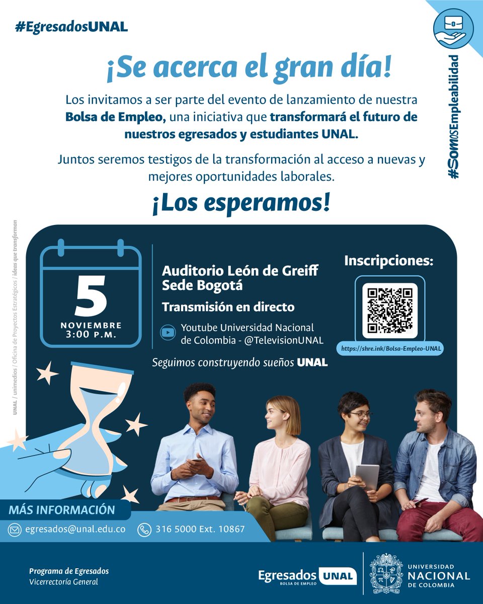 fminas's tweet image. #EgresadosUNAL ¡Faltan pocos días! Este martes a partir de las 3:00 p.m. conoceremos de primera mano la herramienta que el Programa de @EgresadosUN_Nal ha creado para ayudarnos a transformar nuestro futuro laboral 🧑‍🤝‍🧑 Inscríbete ahora t.ly/ovcq5 👇 #SomosUNAL
