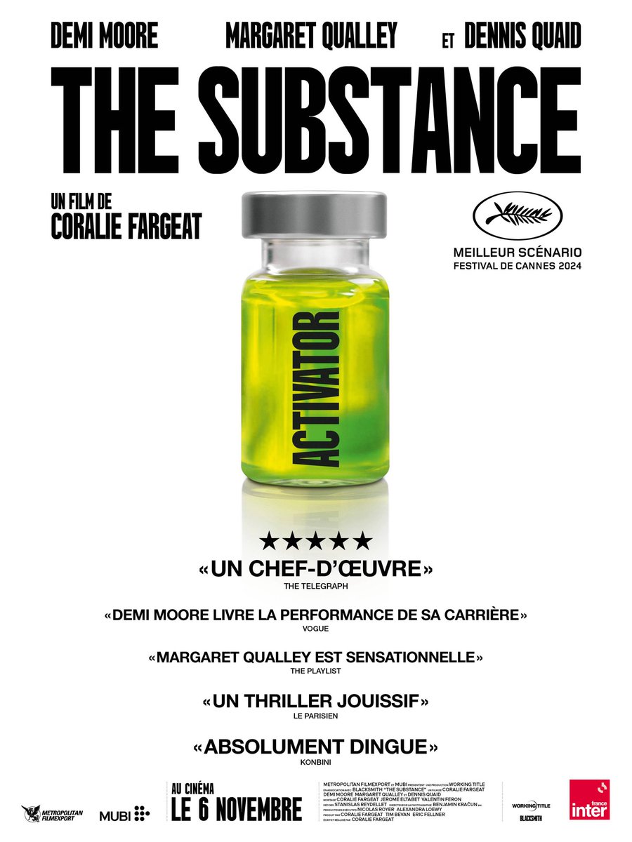 HorrorNews_fr's tweet photo. 🎟️ Jeu-concours #TheSubstance 

Lots (9 gagnants, TAS 05/11):
•5x2 places de cinéma
•4 clés USB collectors

Pour participer:
• RT
• Follow @HorrorNews_fr et @Metropolitan_Fr

Réagissez avec #TheSubstance, prix du meilleur scénario à Cannes 2024.
Au cinéma dès le 6 novembre. https://t.co/AeIydS0rVF