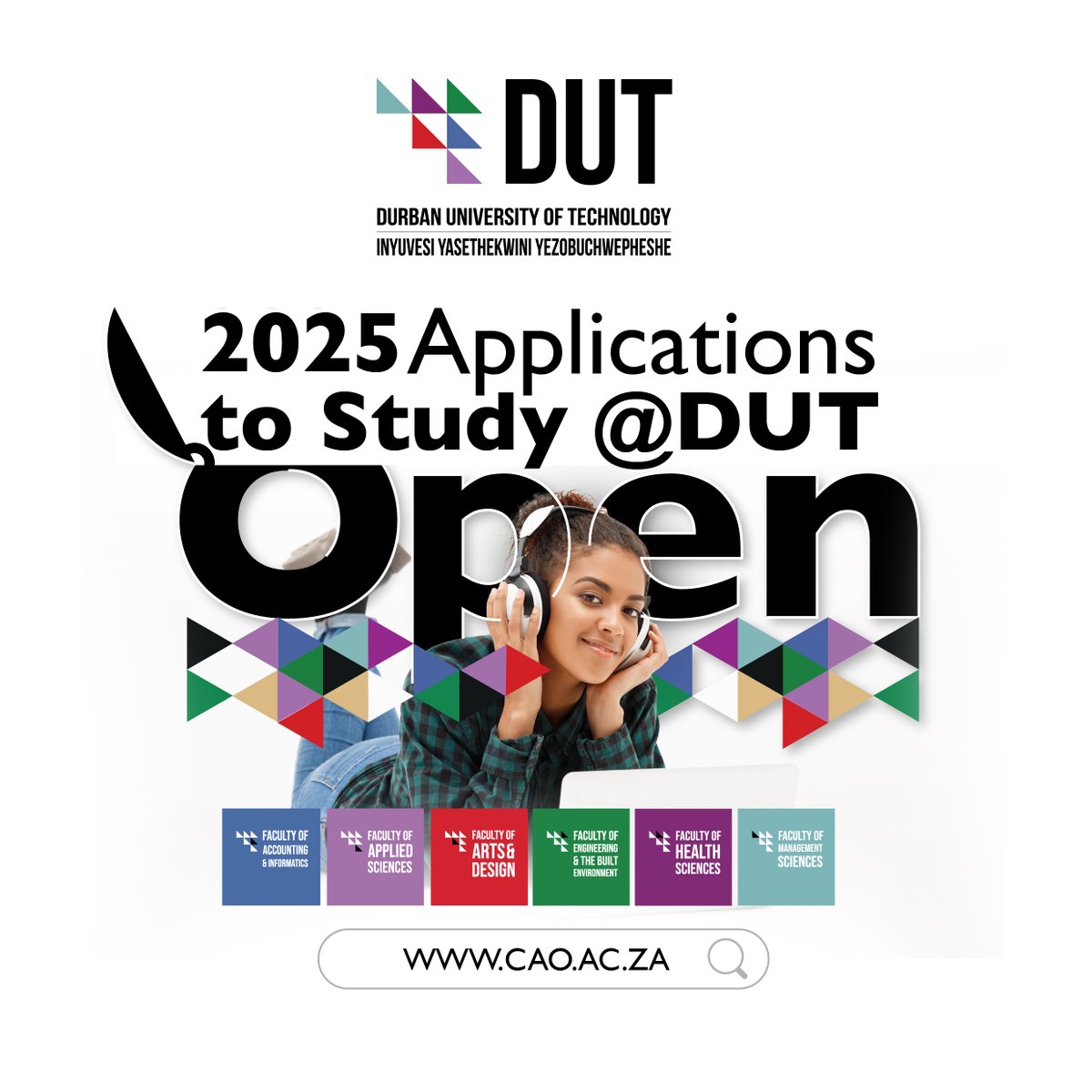 mailandguardian's tweet photo. Sponsored:🚀Exciting news! CAO applications for 2025 are OPEN at DUT! With 6 diverse faculties and top-notch academics, your future starts here.
Apply now at https://t.co/6AF4oM77Bt. Deadlines vary—don’t miss out!
#DUT #CreateTheFutureYouWant #DUTExcellence #DUTBusinessSchool @DUT_Tweets