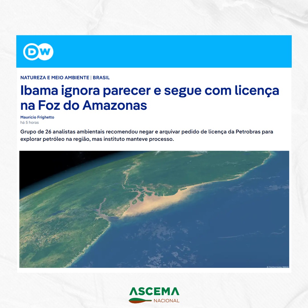 A DW Brasil publicou reportagem que revela que o Ibama ignorou um parecer técnico elaborado por 26 servidores sobre os riscos ambientais da exploração de petróleo pela Petrobras na Foz do Amazonas
encurtador.com.br/6IiOF
#Ibama #ReestrururaçãoJá #ASCEMA #ASCEMANacional