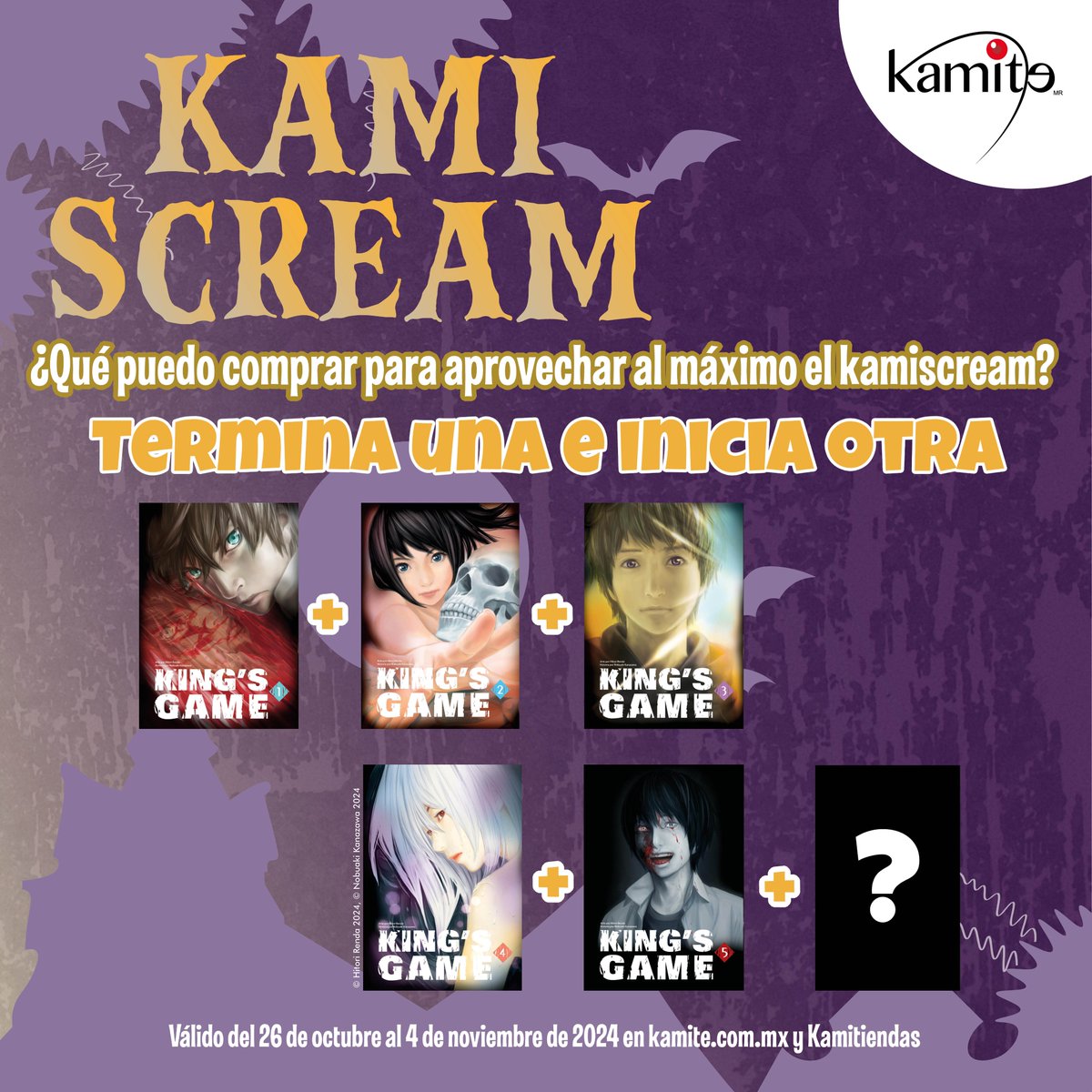kamite_manga's tweet photo. Cuando las reglas son de vida o muerte💀
¡Solo los más valientes pueden unirse a #KingsGame! Donde los desafíos del Rey llevan a toda una clase al límite de lo inimaginable😯
En este #Kamiscream aprovecha para completar tu colección de terror con un 3x2👉 https://t.co/lV9zzkxg5h https://t.co/KTQ5HAPf4c