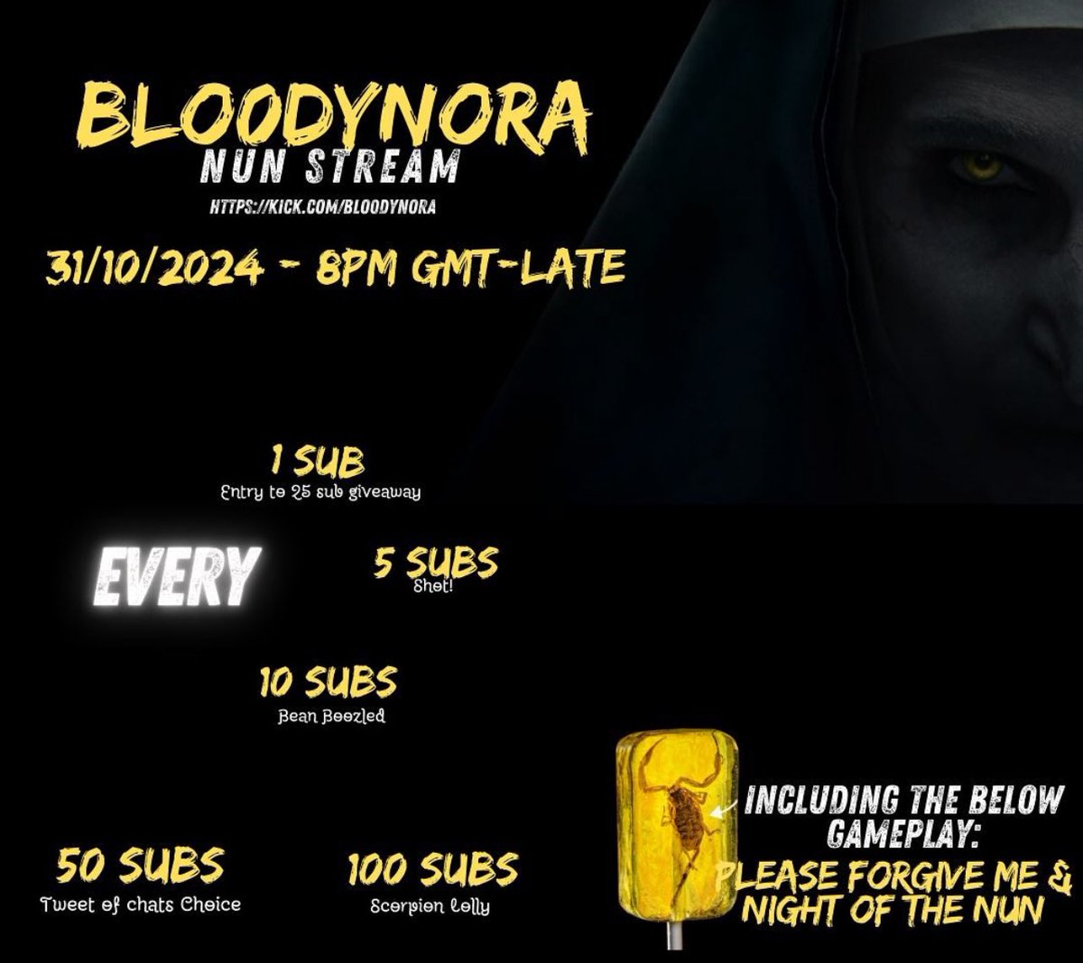 30 MINUTE WARNING

BLO0DYNORA NUN STREAM

Sub goals/challenges, just chatting &amp; also gameplay of please forgive me and Palmyra Orphanage!

Come &amp; Say Hi! Let me compel you with my cross ✝️😂🤷🏼‍♀️

kick.com/blo0dynora