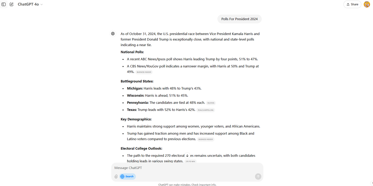 Catchingtides's tweet image. Just tried chatgpt search. I think #Openai has brought the background search option(#functioncall) to the front and give user the choice. Before this, if your prompt ask the model to search, it will do so, but the results vary and may suggest a #compute constraints, where I think