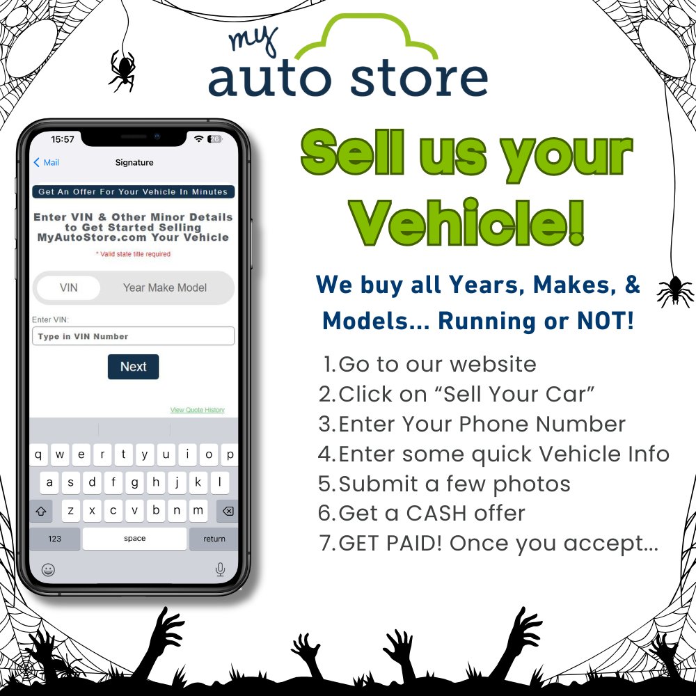 Talk about a scary cool deal! Who are you going to call tonight to sell your car? MY AUTO STORE: 888-900-1545 #sellyourcar #trunksforcashtreats #scarycooldeal #myautostore