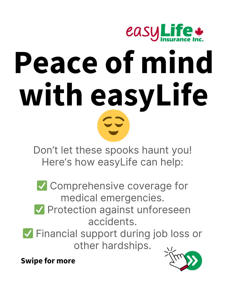 EasyLifeInsured's tweet image. 😱 Life without insurance can be spooky! From medical emergencies to job loss, challenges feel overwhelming without coverage. 

At easyLife, we’re here to provide peace of mind and protection. Get a personalized quote today: easylifeinsure.ca

#EasylifeInsurance  #Halloween