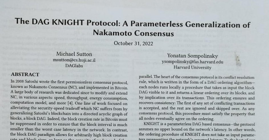 16年的今天,2008年10月31日, #中本聪 #Satoshi  在匿名Email社区发表了 #Bitcoin 白皮书<点对点电子现金系统>,打开了加密币的大门.
2年前的今天,2008年10月31日 $kas 核心开发Sutton和 #kaspa  创始人Y神发表  #DagKnight <骑士协议:一种无参数的中本聪共识概叙> .币圈首创.
目前DK协议正在building中.