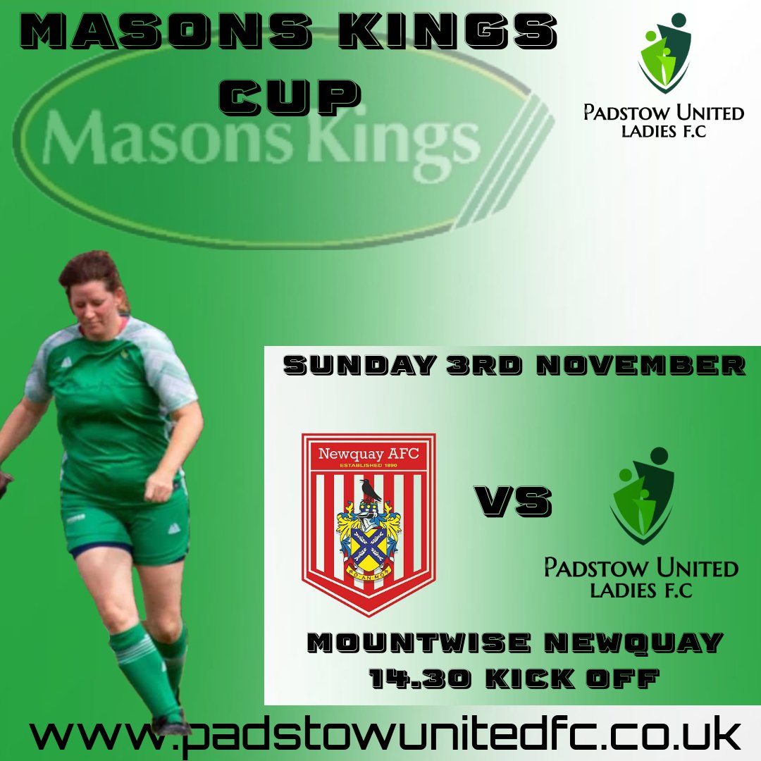 NEXT MATCH 

We travel to Mountwise to face <a href="/newquay_afc/">Newquay AFC</a> in the Masons Kings League cup 
 
📅 3/11/24
🆚️ Newquay Ladies FC
🏆 Masons Kings League Cup 
⚽️ Kick off 2.30pm 
📌 Mountwise Newquay 

<a href="/swsportsnews/">South West Sports News</a> 
<a href="/ImpetusFootball/">Impetus</a> 
<a href="/HerGameToo/">Her Game Too</a> 
<a href="/TheCWFL/">CWFL</a> <a href="/SWWFN/">South West Women's Football News</a>