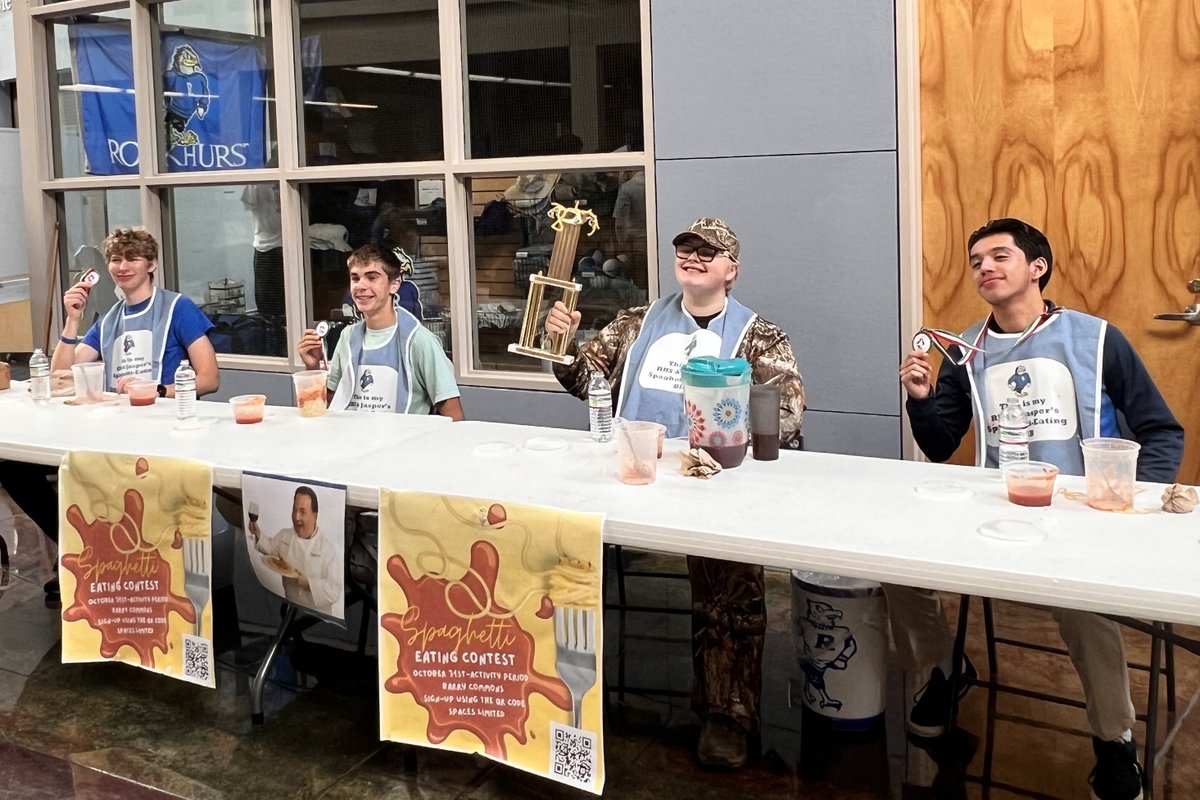 Rockhurst HS (@rockhursths) on Twitter photo Who doesn't love a big bowl of spaghetti at 10:30 a.m.?? Especially when it's from <a href="/jasperskc/">Jasper's Restaurant</a>!
This morning's Activity Period featured a Spaghetti Eating Contest for Italian Heritage Month with Owen Walsh '25, Finnegan Fuhrman 28, Lincoln Bunch 25, & Donatello Morales 27. Who doesn't love a big bowl of spaghetti at 10:30 a.m.?? Especially when it's from <a href="/jasperskc/">Jasper's Restaurant</a>!
This morning's Activity Period featured a Spaghetti Eating Contest for Italian Heritage Month with Owen Walsh '25, Finnegan Fuhrman 28, Lincoln Bunch 25, & Donatello Morales 27.