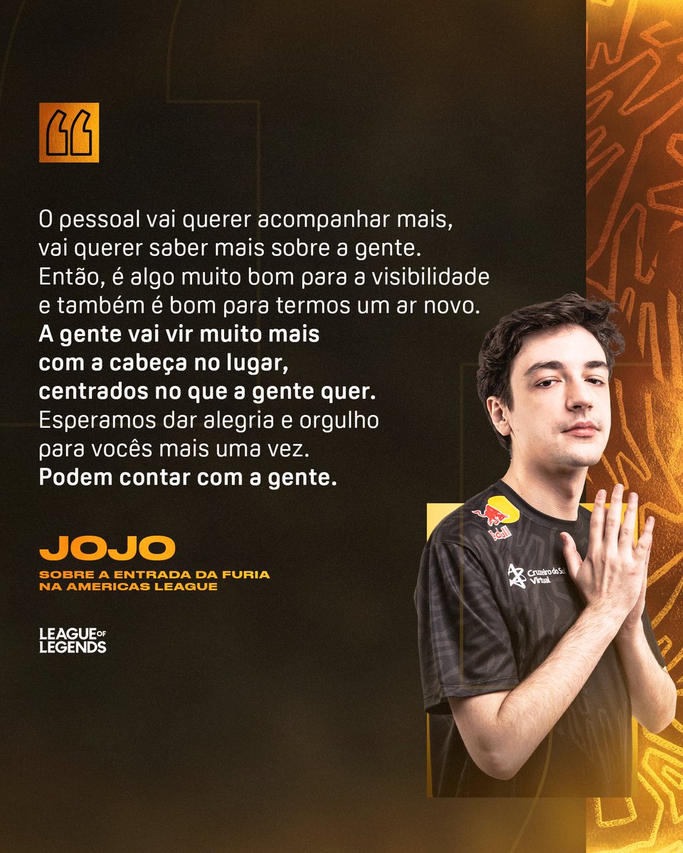 FURIA's tweet photo. Com o anúncio da nova liga, o @jojooolol contou um pouco sobre as suas expectativas pra 2025! https://t.co/dcZN80OFfl