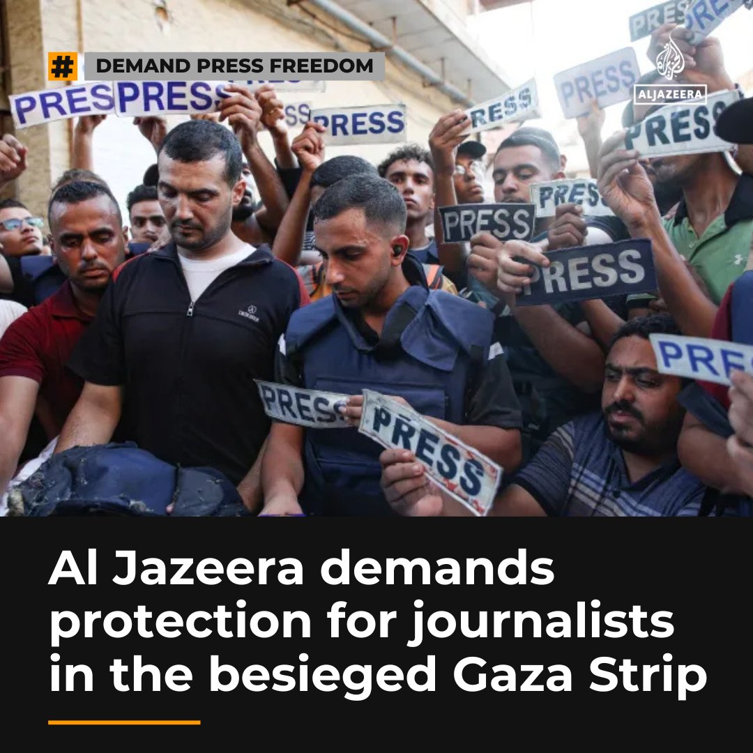 Al Jazeera Media Network decries ‘systematic targeting’ of journalists and calls for them to be protected in the Gaza Strip and the wider region.

🔗: aje.io/bo0uy5 | #JournalismIsNotACrime