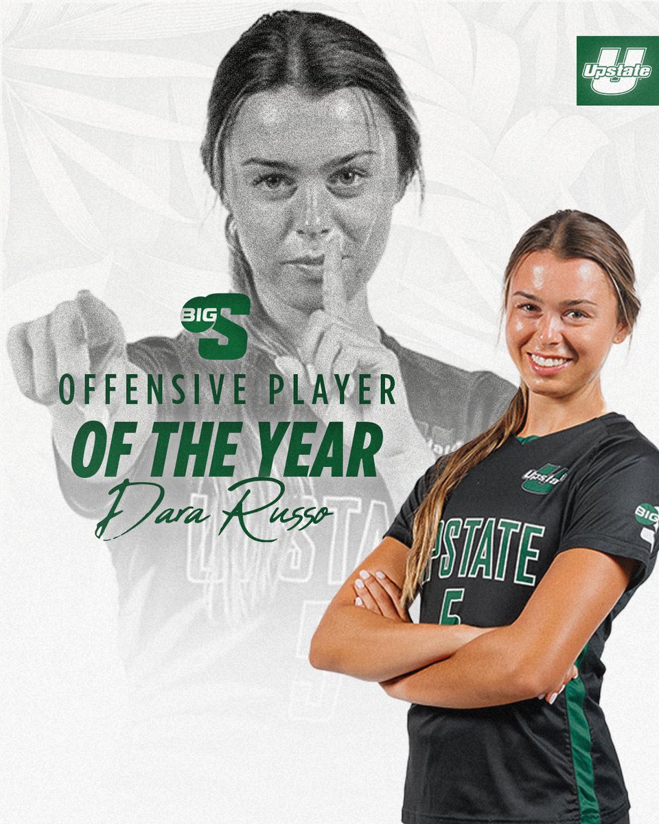 She led the league in scoring with 19 points, scoring seven goals and five assists. She's the second player in league history to double up on the award multiple times.

Dara Russo is the Big South Offensive Player of the Year!

🔗 | brnw.ch/21wOhpX

#SpartanArmy ⚔
