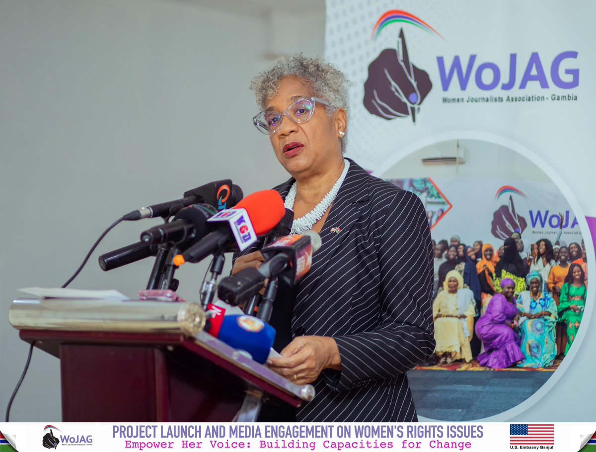 WojagOfficial's tweet photo. Today we officially launched the 𝑬𝒎𝒑𝒐𝒘𝒆𝒓 𝑯𝒆𝒓 𝑽𝒐𝒊𝒄𝒆: 𝑩𝒖𝒊𝒍𝒅𝒊𝒏𝒈 𝑪𝒂𝒑𝒂𝒄𝒊𝒕𝒊𝒆𝒔 𝒇𝒐𝒓 𝑪𝒉𝒂𝒏𝒈𝒆 𝒑𝒓𝒐𝒋𝒆𝒄𝒕! This project is implemented with funding from @USEmbassyBanjul to empower women journalists.

#EmpowerHerVoice | #WoJAG  #womenjournalists https://t.co/QZGoKy6WkD