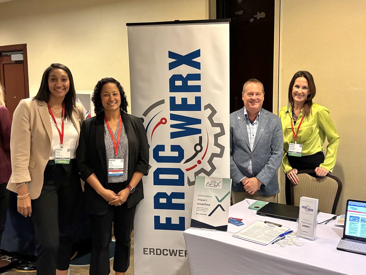 erdcwerx's tweet image. We enjoyed connecting with #APEXAccelerators, federal partners, exhibitors, and attendees and sharing how ERDCWERX provides a streamlined path to collaboration and contracting with the @ArmyERDC at the #NAPEX Fall 2024 Conference! 

 #GovCon  #TechTransfer
@Defensewerx