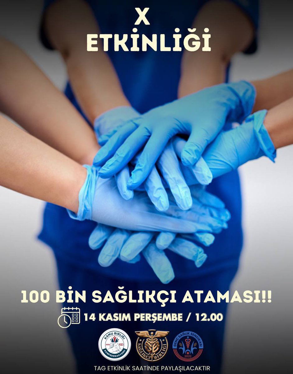 Sağlık Bakanlığı’nın, Maliye Bakanlığı ile bütçe görüşmesi öncesinde, Maliye Bakanlığı’na yönelik etkinliğin günü ve saatini ilan ediyorum. Etkinlik, 14 Kasım perşembe günü saat 12.00’de gerçekleştirilecektir. Hedefimiz, 1 milyon tweet paylaşımı 🤚