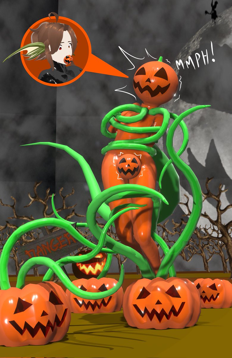 SqueakyRay's tweet photo. "H-Hey! I thought these were just some stage props, not actual bondage traps! Wait, I barely came out of a rubber coatin-gmpph MMPH!!"

Happy Halloween~ https://t.co/2eWMXskD4y