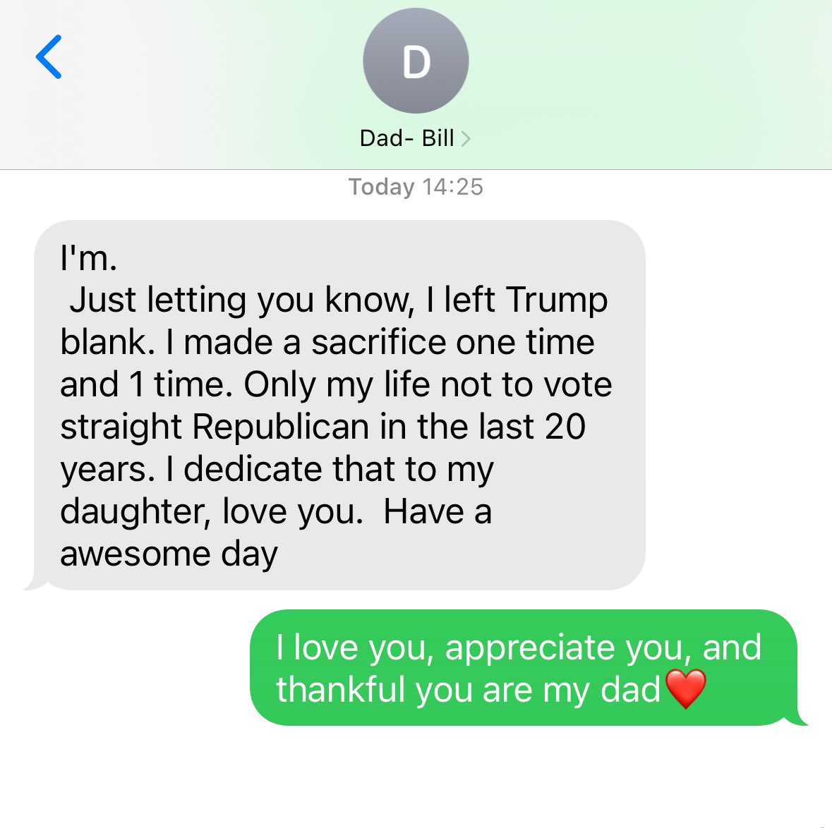 Ms_Paulette_K's tweet photo. When my bonus dad sent me this, it made my day! Every vote counts. #FREEDOM matters and everyone should be putting country over party!!#Vote #VoteBlue #Texas #mybodymychoice https://t.co/0qVOTIF4WJ