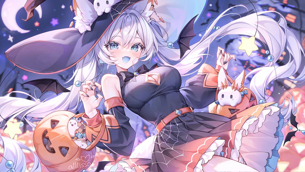 happy halloween!! 
🕸️˚️🎃.⋆🕯️🖤⊹
cm for <a href="/EdenVtuber/">Eden 💎 VTuber</a> thank you!#edenillust