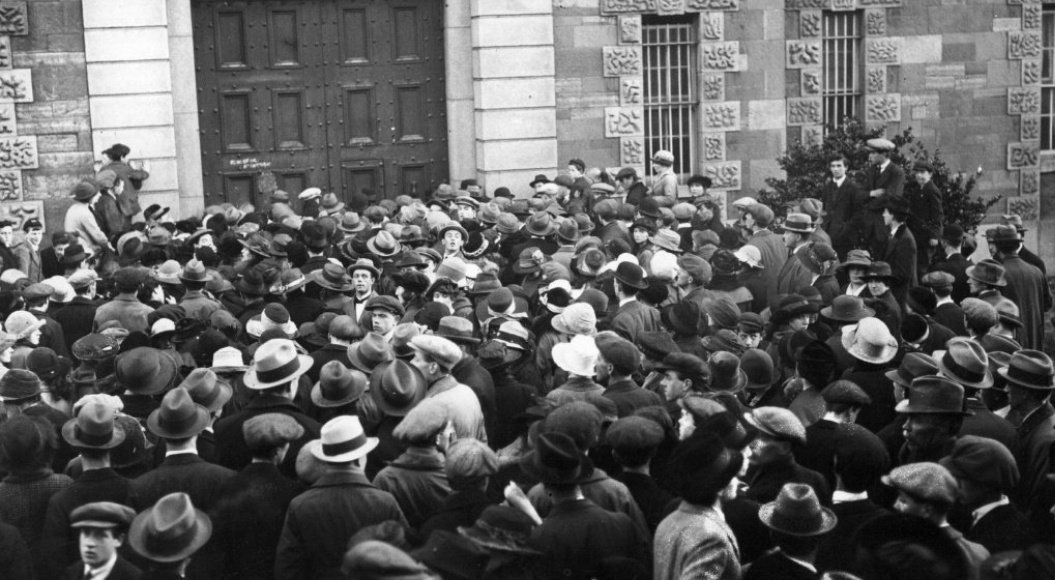 On Halloween night 1920. Kevin Barry prepared for execution the next morning, with support from his college friends.

'The boys from the college were up outside the gate and they said the Rosary. They also sang the Soldier’s Song, which did me more good than you can imagine.'