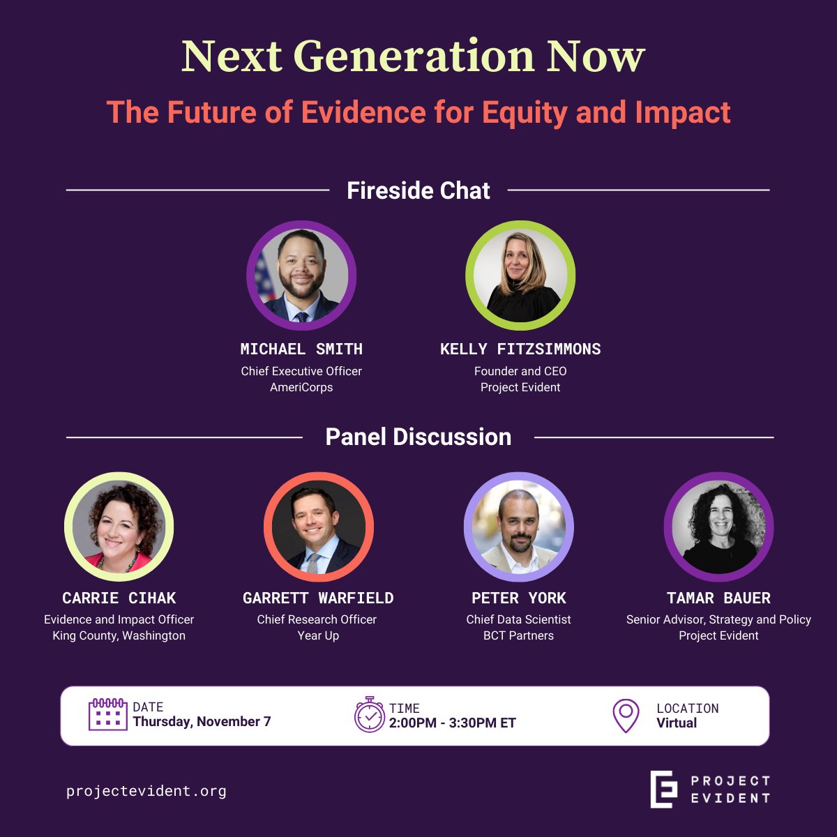 Join us Nov. 7 for Next Generation Now! Drawing from our book, "Next Generation Evidence," this virtual event features conversations with our authors &amp; practical insights into making evidence building more inclusive and actionable. Register: us06web.zoom.us/webinar/regist…