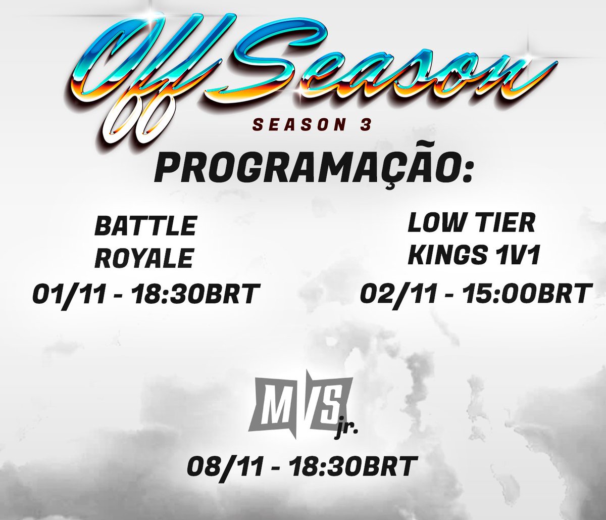 Bem-vindos a Liga Off Season da Temporada 3 de MultiVersus!

A Liga consiste em torneios temáticos para movimentar o cenário brasileiro enquanto não lança a nova temporada do jogo!

Veja os torneios e as informações deles nos tweets abaixo.

start.gg/tournament/off…

(01/05) ⬇️