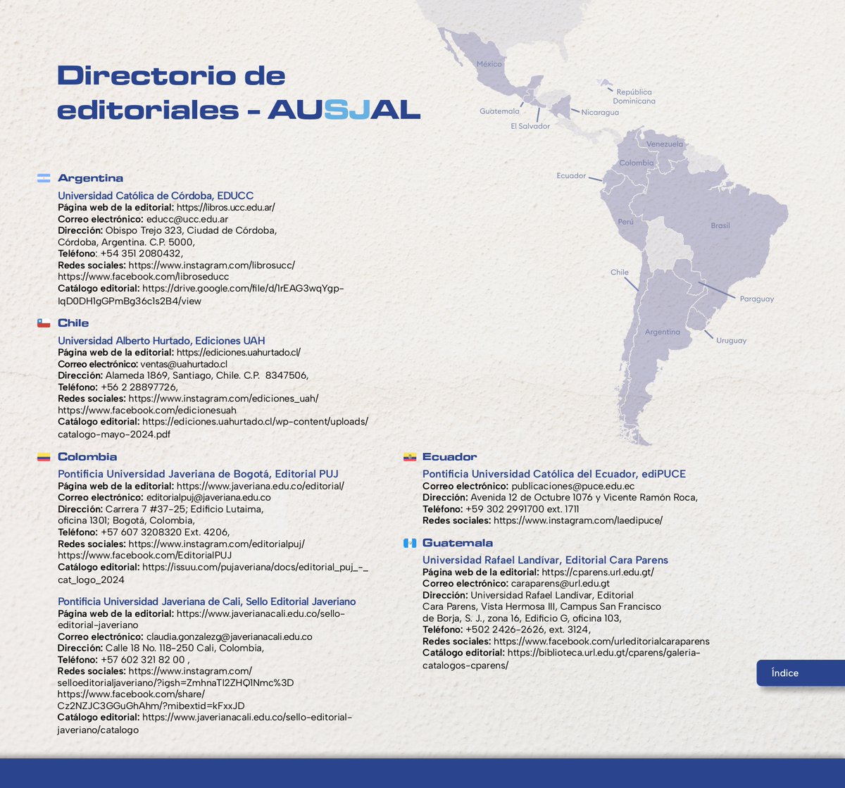 📚✨ ¡El Sello Editorial Javeriano está en el Boletín de Novedades Editoriales AUSJAL 2024! ✨📚
Orgullosos de compartir espacio con universidades de toda Latinoamérica y fortalecer lazos académicos en la región. 🌎📖

Boletín: facebook.com/share/p/nPf748…