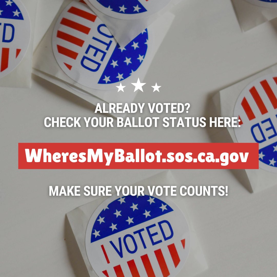 WheresMyBallot.sos.ca.gov is where you can track your ballot and find other resources related to the upcoming election. 🗳️🇺🇸