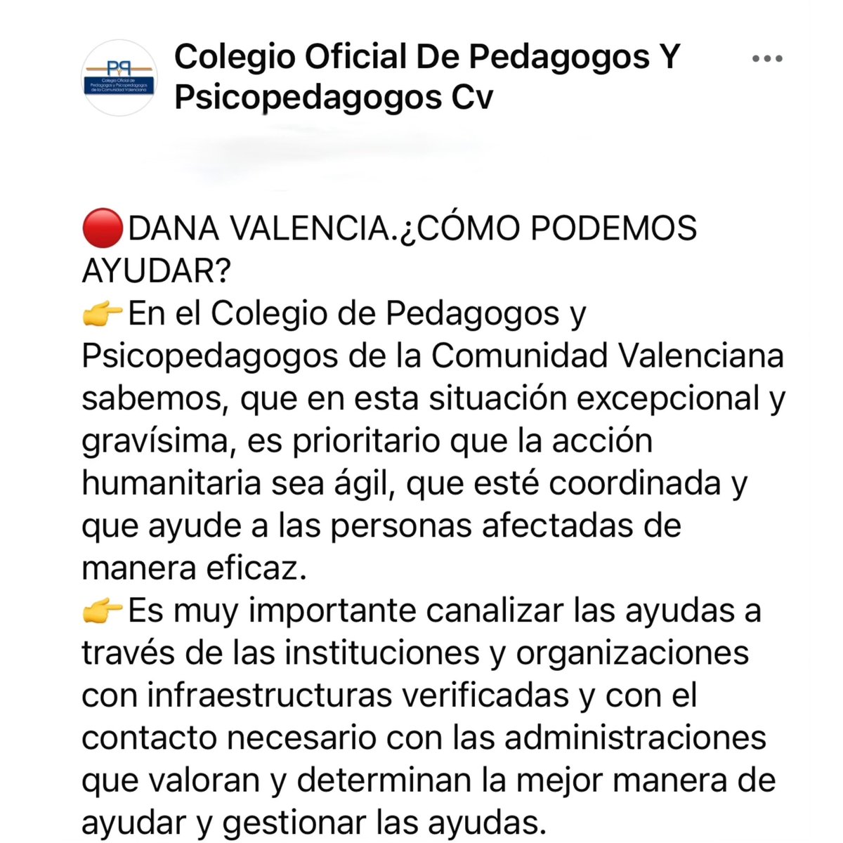 COPYPCV's tweet photo. https://t.co/UGazHoO1mr #DANA #ayuda #pedagogos #psicopedagogos https://t.co/GFrwfTdktN