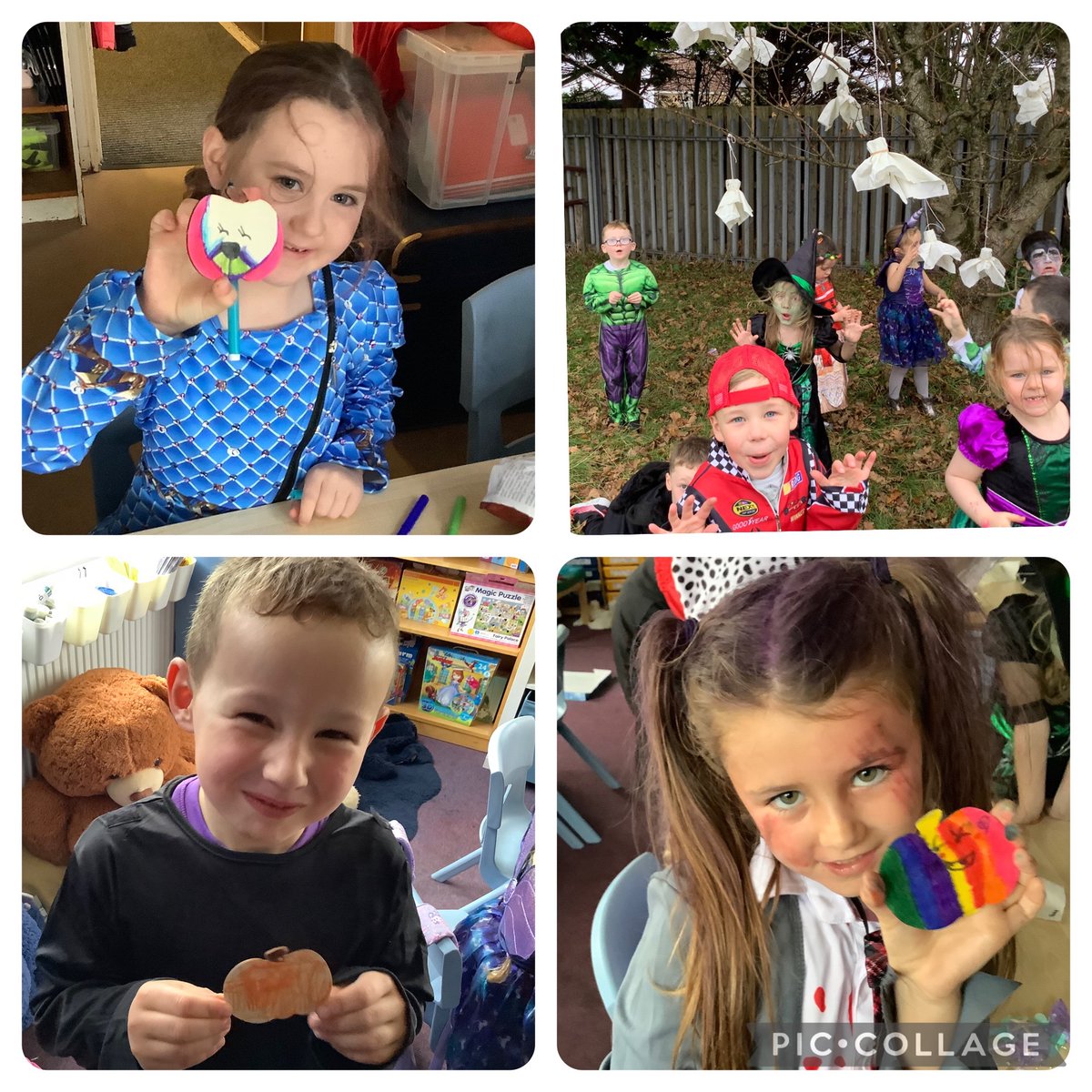 SaintAnthonysPS's tweet photo. Spooktacular costumes and Halloween fun in P1/2 today! We made recycled, sustainable ghost decorations to hang outside, had a party and ended the day with pumpkin crafts. #ReduceReuseRecycle @NAC_STEM @YoungSTEMLeader https://t.co/mYuEqRgZiw
