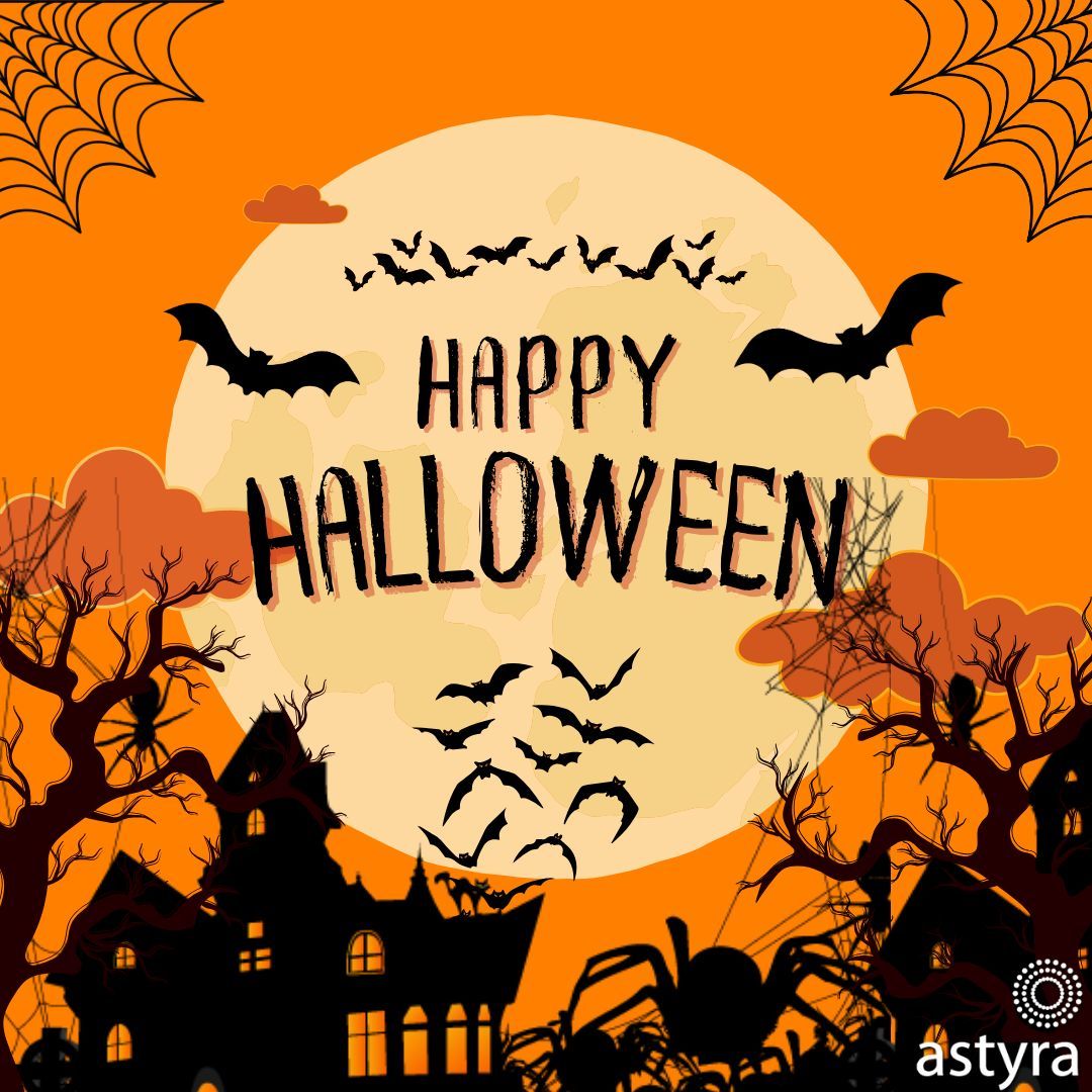Happy Halloween from Astyra!! Get ready for a night of frightful fun! Whether you're dressing up, trick-or-treating, or just binge-watching your favorite scary movies, we hope your Halloween is filled with treats (no tricks)! 🍬✨