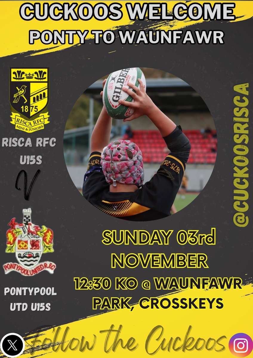 The #youngcuckoos are looking to bounce back this Sunday and what a game to do it. We’ve had some fantastic contests down the years and this no doubt will be another. This weekend we welcome <a href="/ppoolutdMandJ/">Pontypool United M&J</a> to Waunfawr. <a href="/RiscaRFCMandJ/">RiscaRFCMini&Junior</a> <a href="/RiscaRugby/">Risca RFC</a>