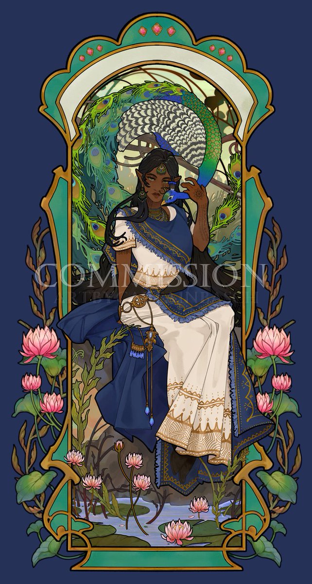 bascheng's tweet image. Art Nouveau Illustration for @nascentflames