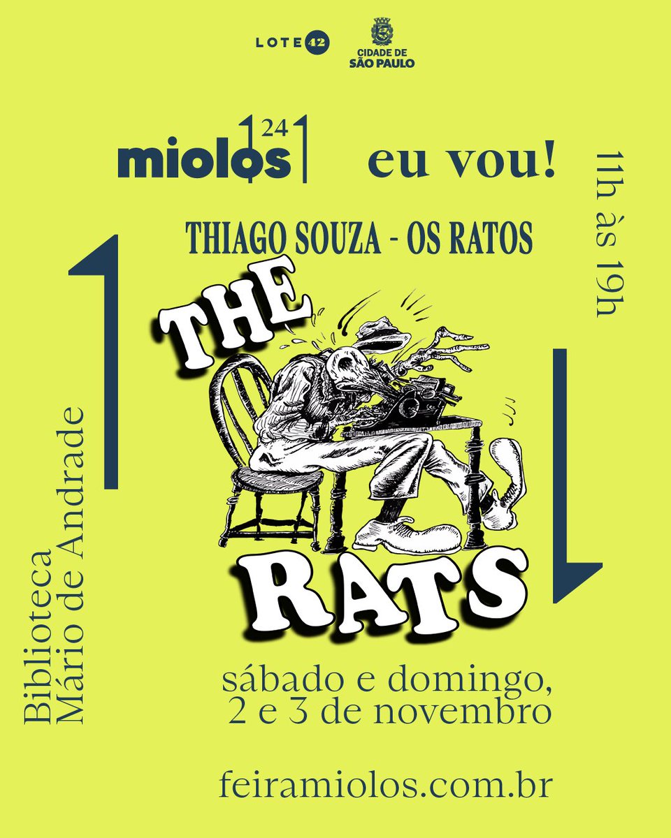 ratos_os's tweet photo. Ta quase chegando...
Feira Miolos...
Em São Paulo na Biblioteca Mario de Andrade
Sabado e domingo, das 11h às 19h

#feiramiolos #bibliotecamariodeandrade #saopaulo https://t.co/kGMpQHTI0S