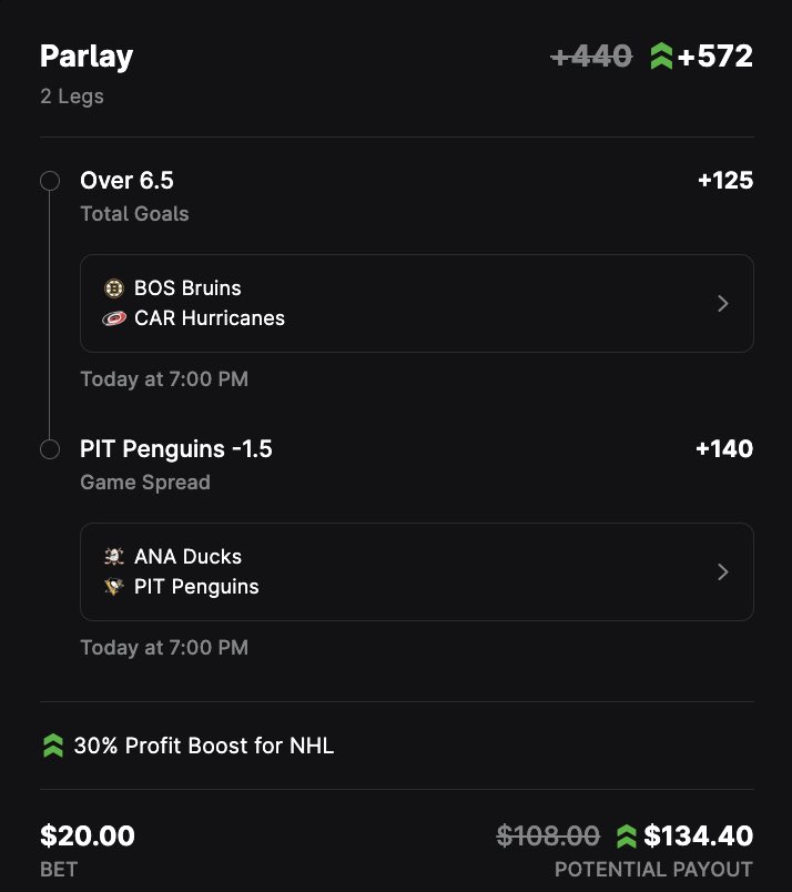 ESPN 30% NHL

EV: 21.2%
FV: +455 (Pinny)
QK: 0.93u